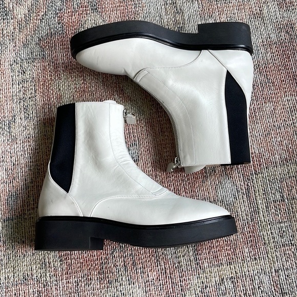 STUART WEITZMAN Lodge Zip Leather Bootie in White - Picture 9 of 9